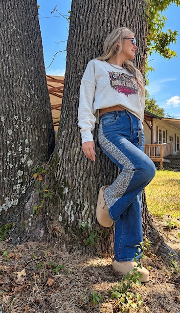 Wild side Leopard High Rise Wide Leg jeans