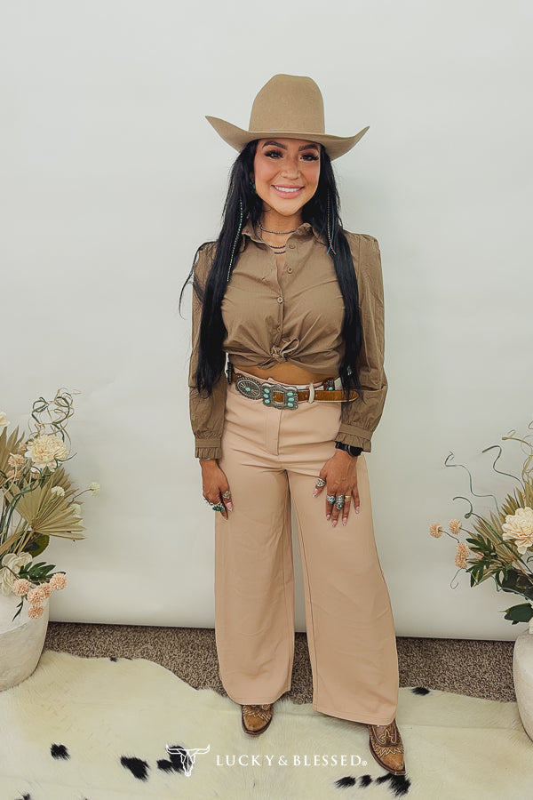 Khaki Main street Straight Leg Pants